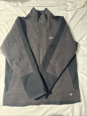 Columbia Omni-Heat Full Zip Fleece Jacket Men’s Medium Dark Grey Thermal Comfort